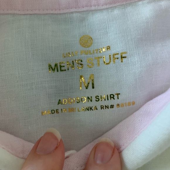 Lilly Pulitzer Men's White Casual Button Down Shirt size Medium - Picture 5 of 7